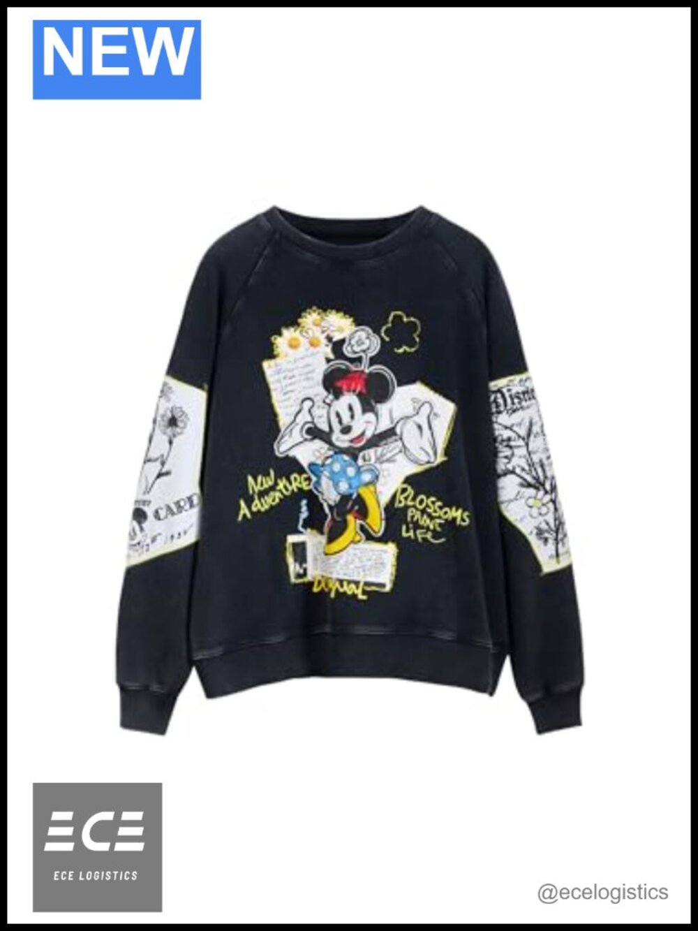Desigual Minnie Mouse Cotton Crew Neck Sweatshirt Pullover